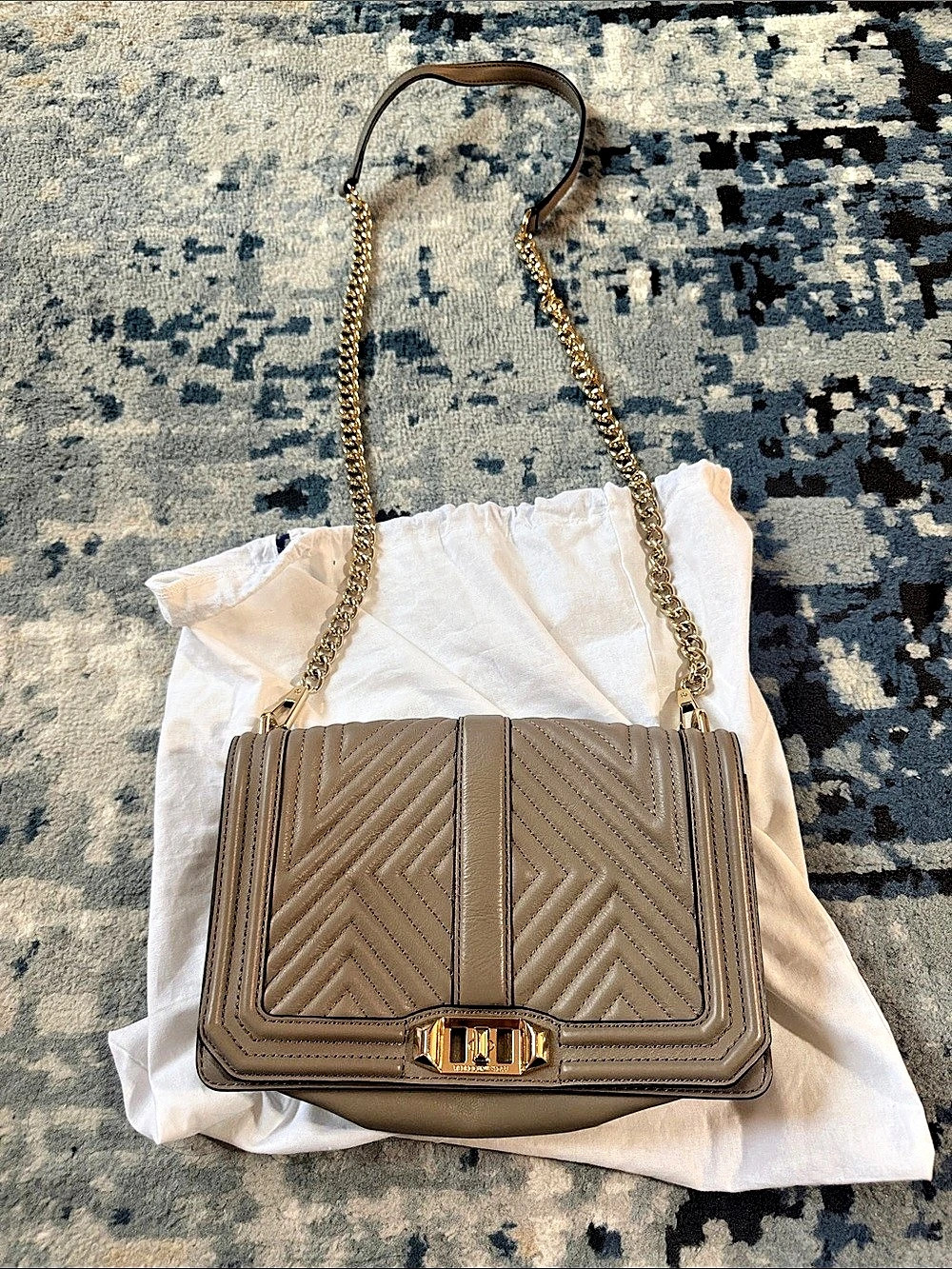 Rebecca Minkoff Chevron Quilted Small Love Crossbody Brown